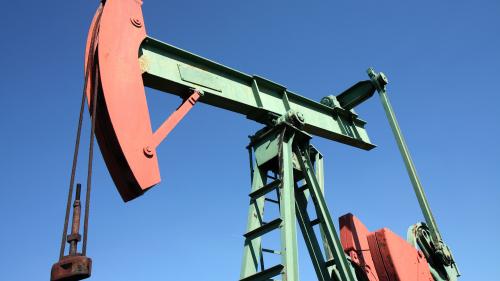 red and green pump jack